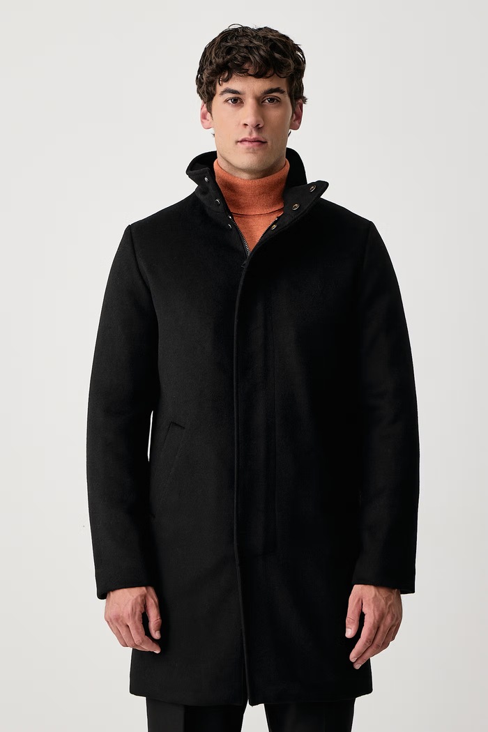 Guess Płaszcz męski z dodatkiem wełny czarny M6BL31.W4143