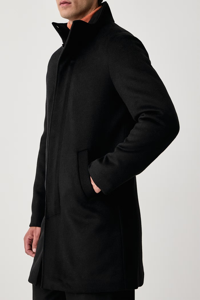Płaszcz męski z dodatkiem wełny Guess M6BL31.W4143 czarny
