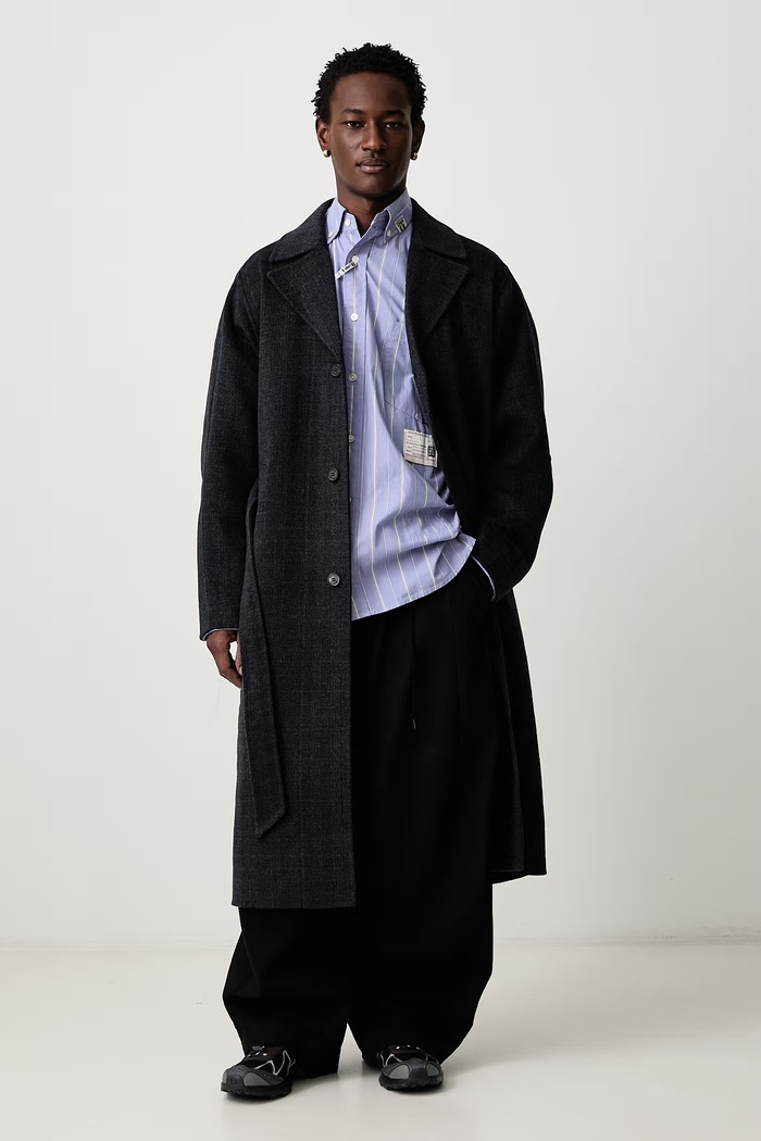 Maison Kitsuné Płaszcz z wełną męski MRMWQ00WW9138 granatowy AW26