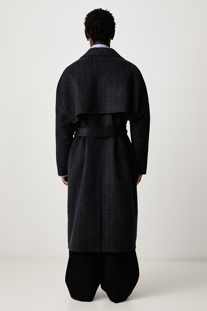 Odzież Maison Kitsuné Płaszcz z wełną męski MRMWQ00WW9138 granatowy