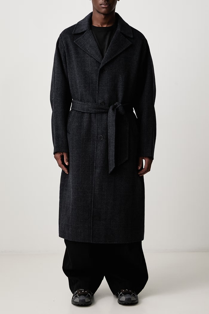 Płaszcz z wełną męski Maison Kitsuné granatowy MRMWQ00WW9138