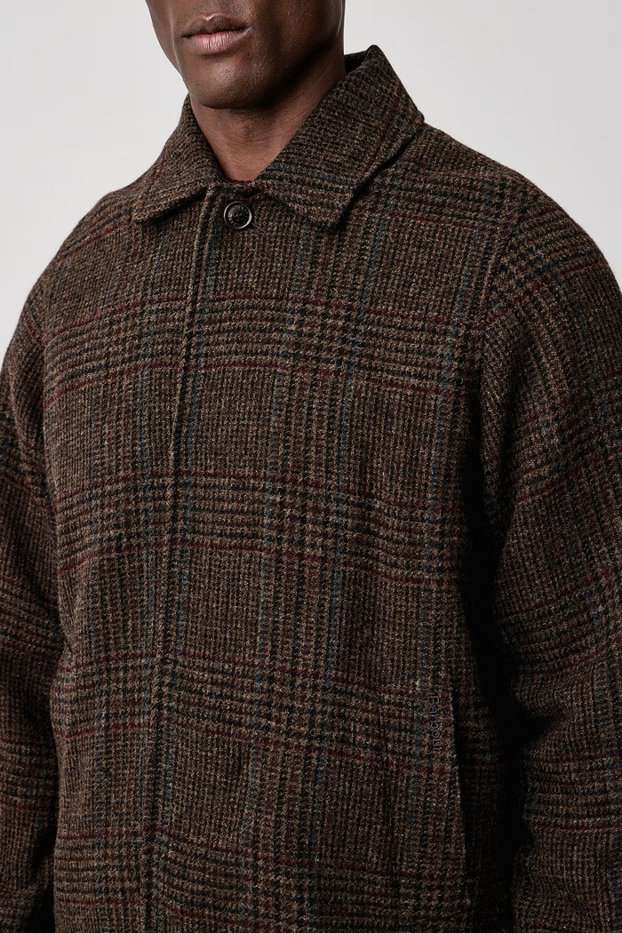 Płaszcz męski wełniany Lorden Barbour MWO0312 brązowy