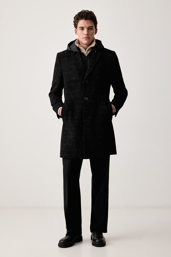 Karl Lagerfeld Palton pentru bărbați cu lână 564755.455733 negru AW26