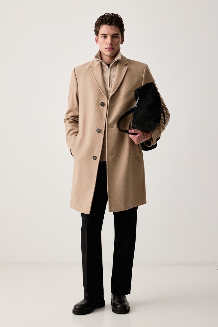 Karl Lagerfeld Palton pentru bărbați cu lână 564750.455730 bej AW26