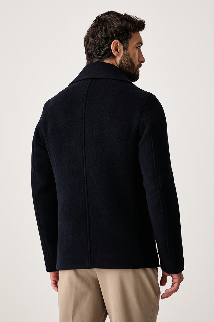 Oblečenie BOSS Plášť pánsky s vlnou H-Hyde-Peacoat-264 50576464 tmavomodrá