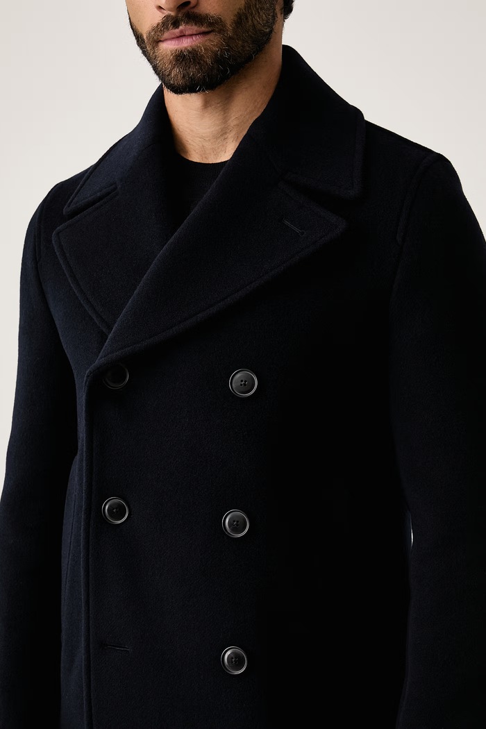 Plášť pánsky s vlnou H-Hyde-Peacoat-264 BOSS 50576464 tmavomodrá