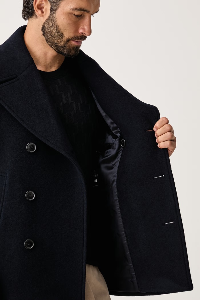 BOSS Plášť pánsky s vlnou H-Hyde-Peacoat-264 50576464