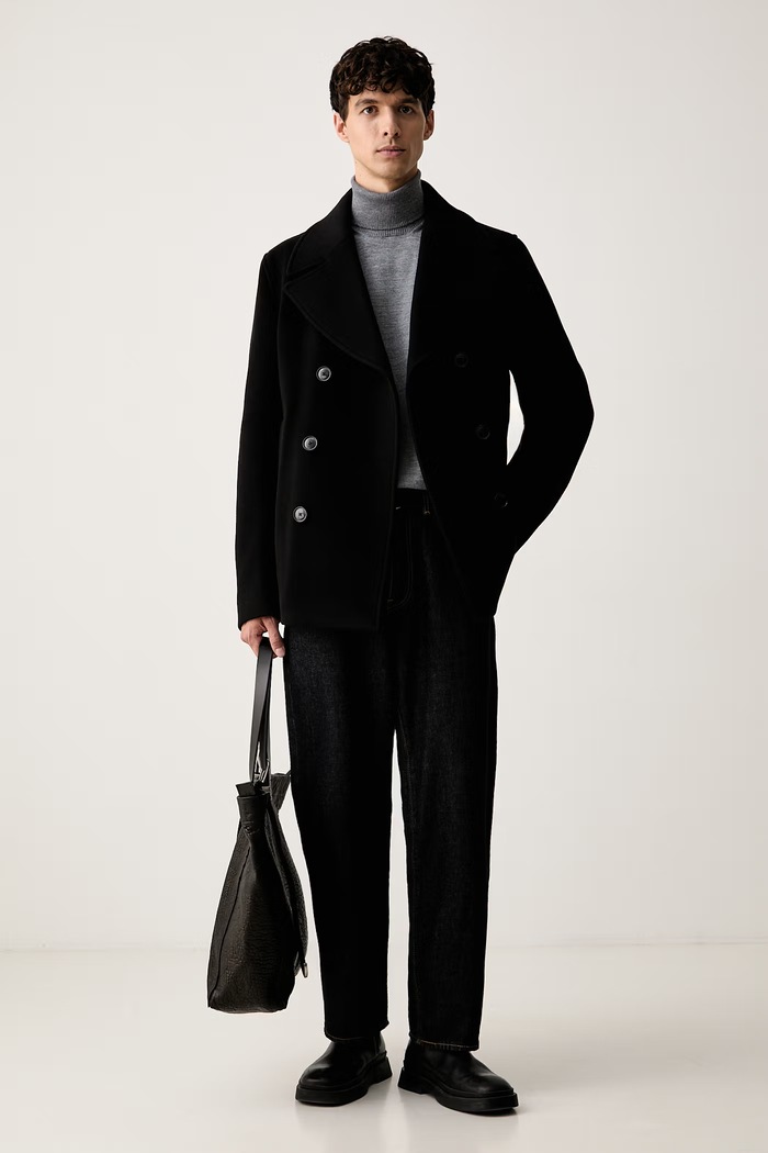 BOSS kaput za muškarce s vunom H-Hyde-Peacoat-264 50576464 crna AW26