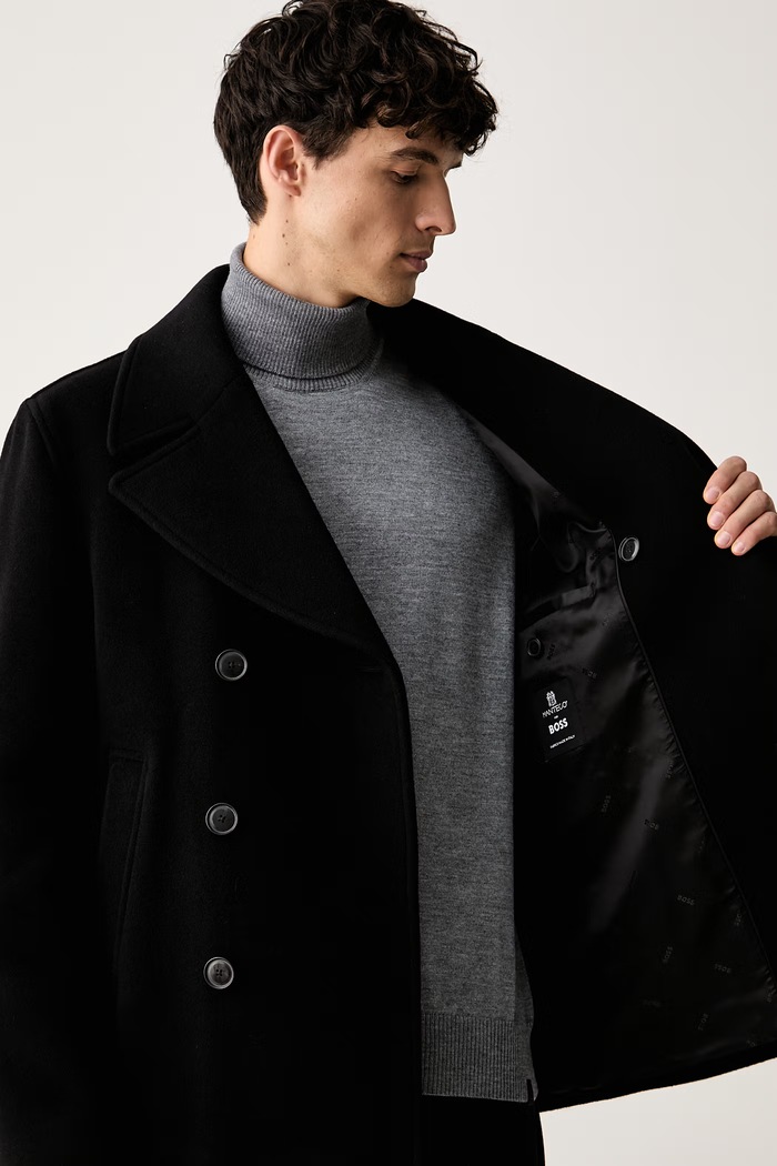 BOSS kaput za muškarce s vunom H-Hyde-Peacoat-264 50576464