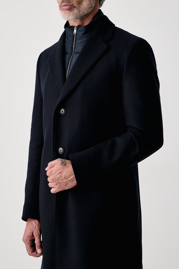 Plášť pánsky s vlnou H-Hyde-Bib-E-264 BOSS 50571834 tmavomodrá