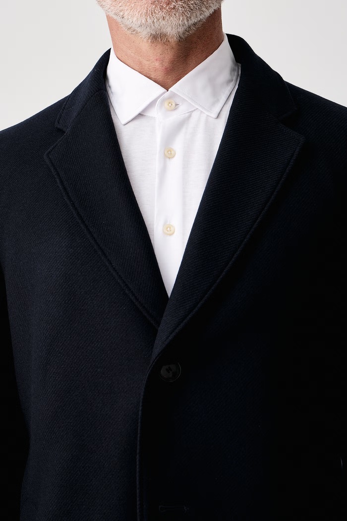 Plášť pánsky s vlnou H-Hyde-Bib-E-264 BOSS tmavomodrá 50571834