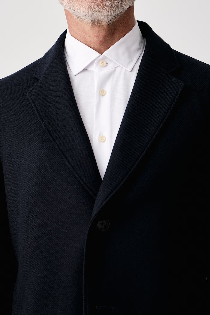Plášť pánsky s vlnou H-Hyde-Bib-E-264 BOSS tmavomodrá 50571834