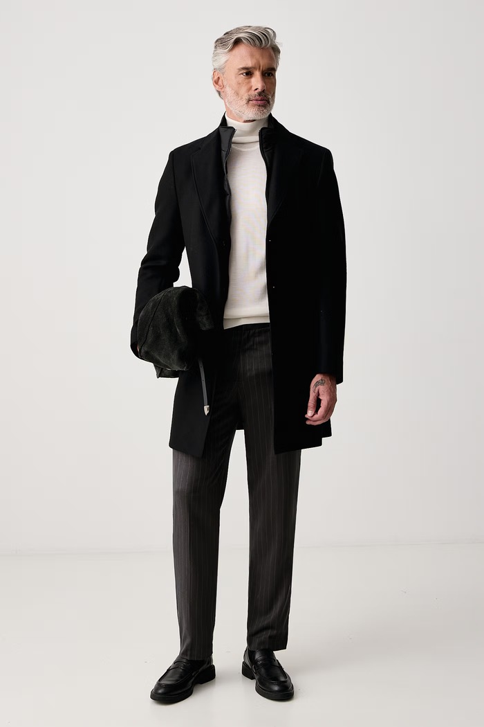 BOSS Płaszcz męski z wełną H-Hyde-Bib-E-264 50571834 czarny AW26