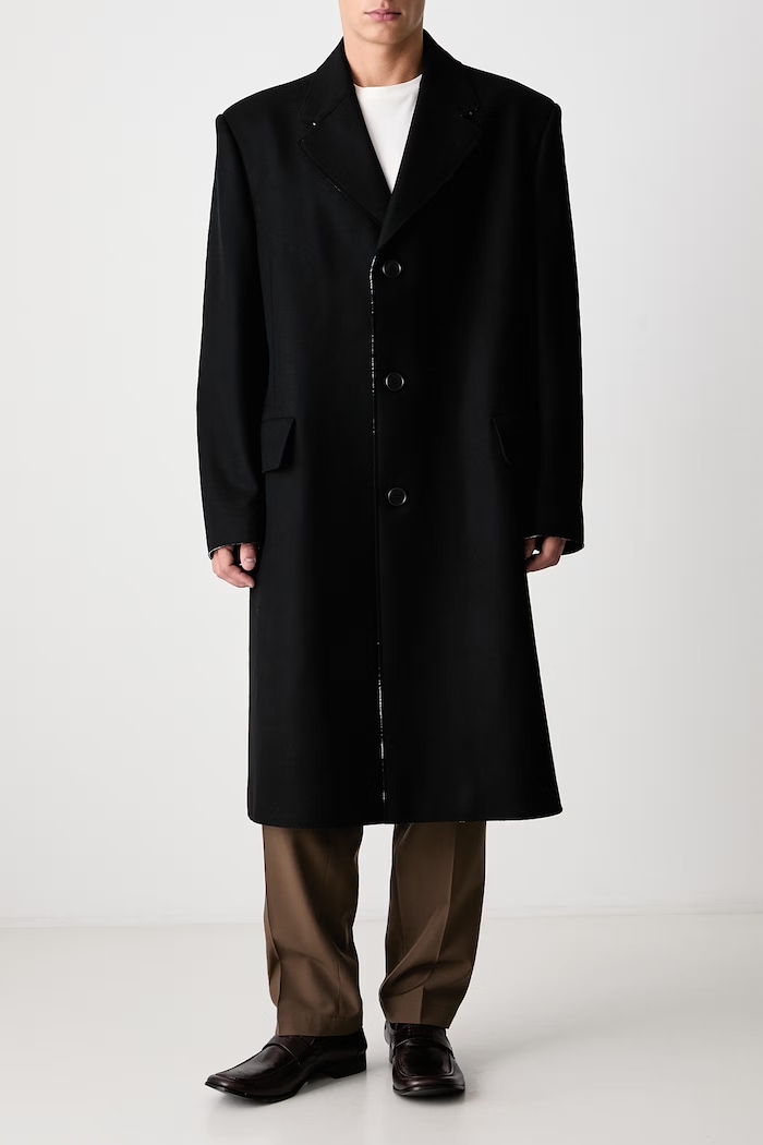 Płaszcz z wełną męski MM6 Maison Margiela SH0AA0027.S52207 czarny
