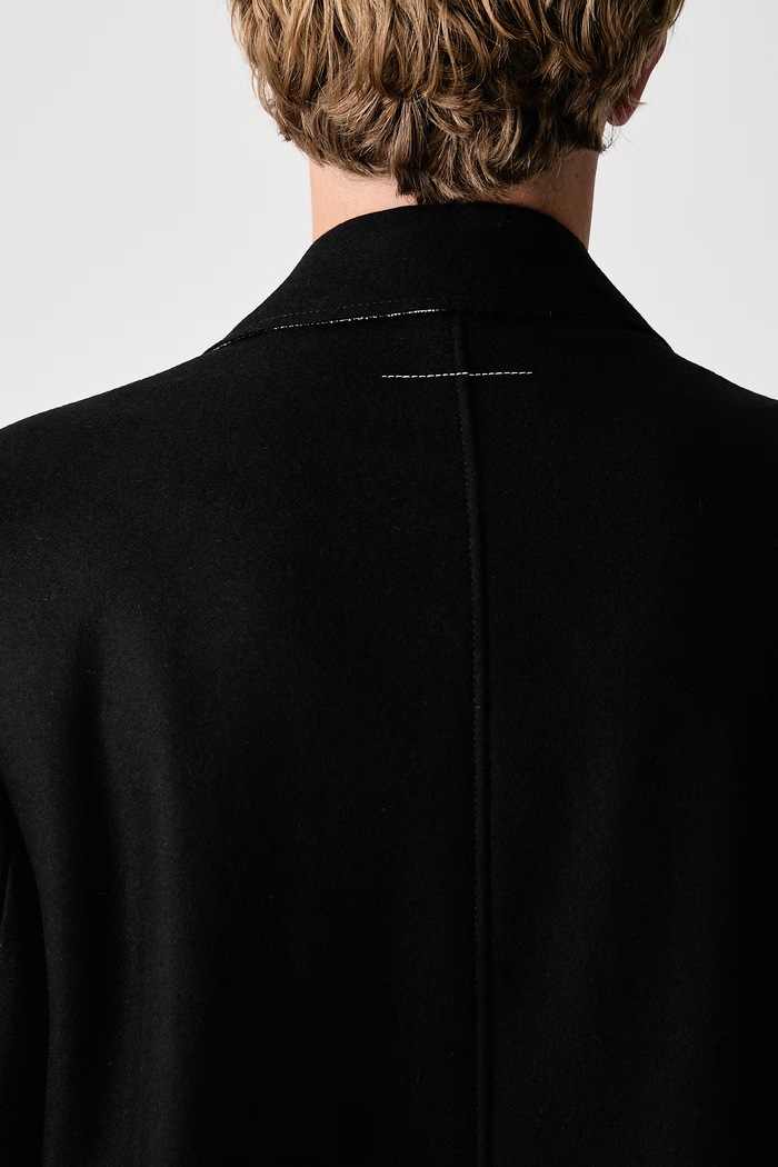 Płaszcz z wełną męski MM6 Maison Margiela czarny SH0AA0027.S52207