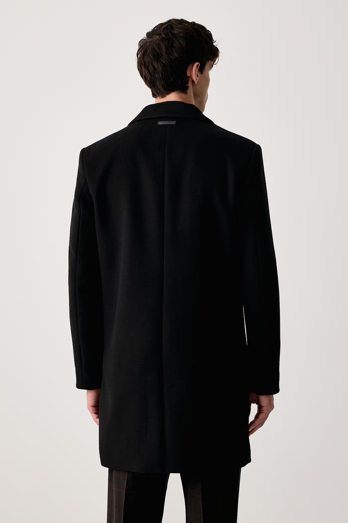 Odzież Calvin Klein Płaszcz męski z wełną merino LV04LH444G czarny