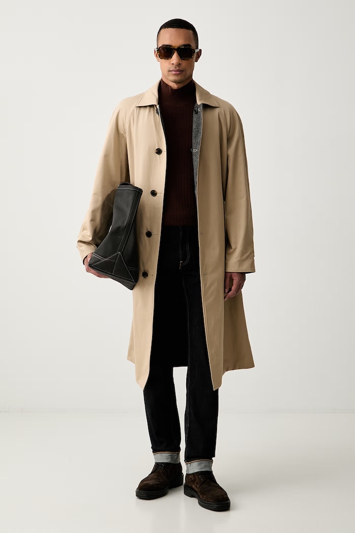 Trussardi oboustranný kabát pánský vlněný 0009M000013N béžová AW26
