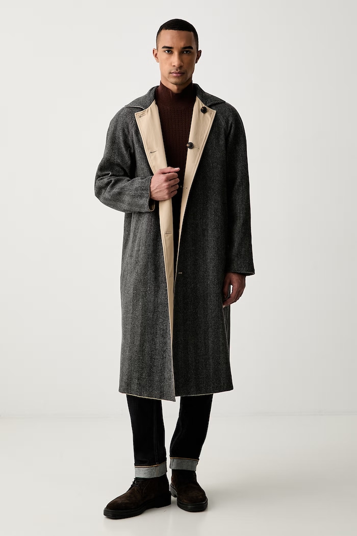 Trussardi kifordítható kabát férfi gyapjú bézs 0009M000013N
