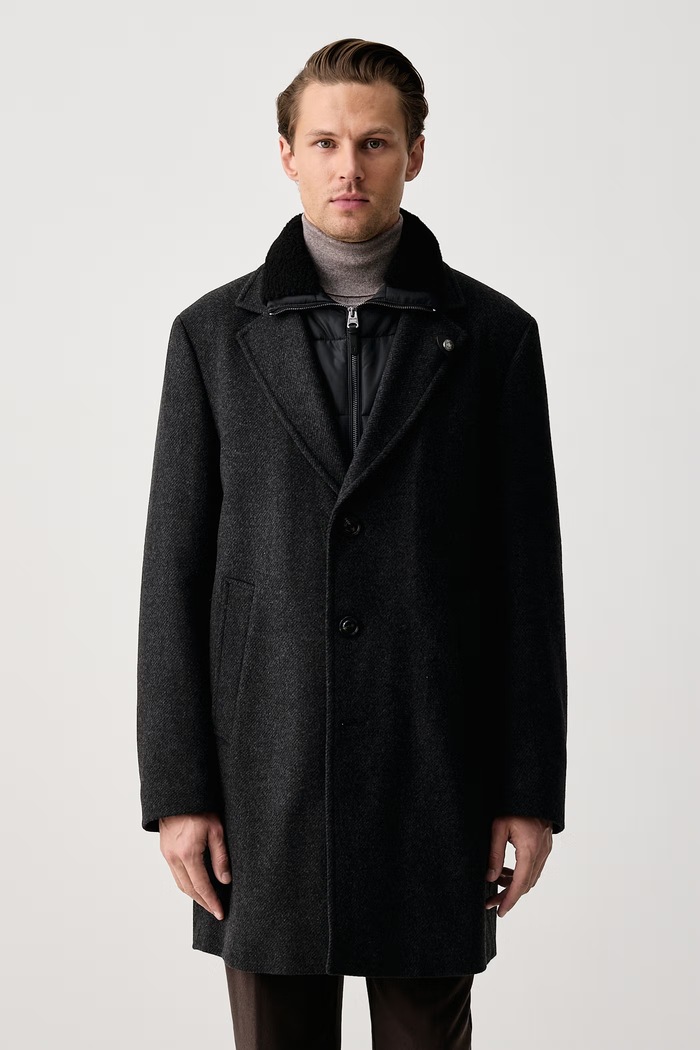 Joop! Płaszcz męski z wełną szary 30106336