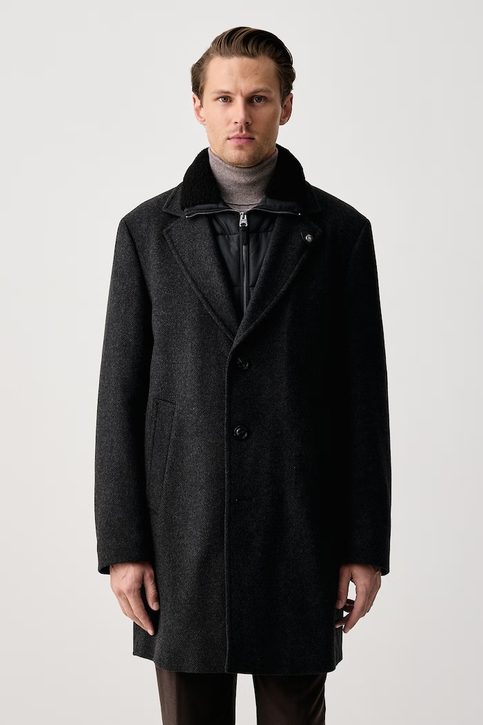 Joop! Płaszcz męski z wełną szary 30106336