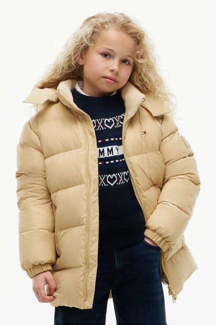 Kurtka puchowa dziecięca Tommy Hilfiger żółty KS0KS00761.128.176.9BY2
