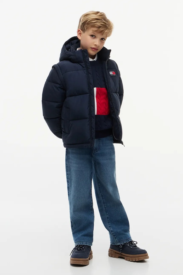 Chłopiec Tommy Hilfiger Kurtka pikowana dziecięca KS0KS00760.128.176.B.9B granatowy