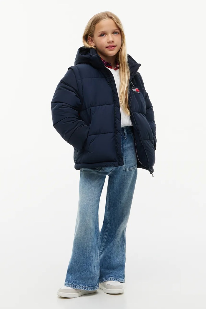 Kurtka pikowana dziecięca Tommy Hilfiger KS0KS00760.128.176.B.9B granatowy