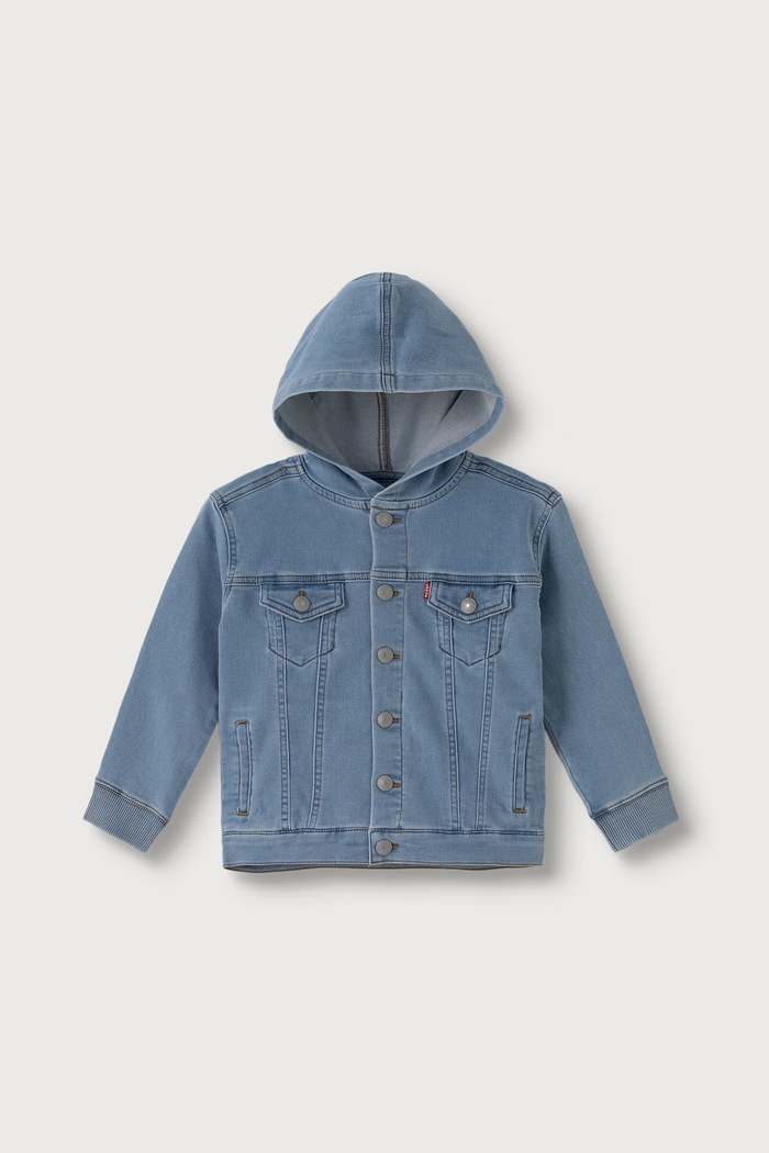 Levi's Krátka bunda detská s bavlnou INDIGO TRUCKER modrá 8ER731