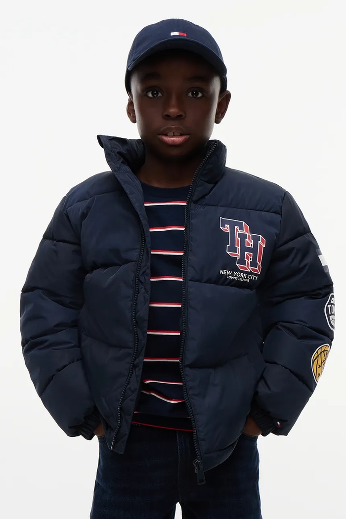 Tommy Hilfiger Kurtka puchowa dziecięca granatowy KB0KB10616.9BY2