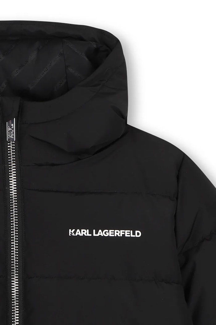 Pernata jakna za djecu s viskozom Karl Lagerfeld Z31393.114.150 crna