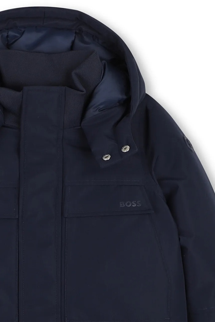 Péřová bunda dětská BOSS J53431.162.174 námořnická modř