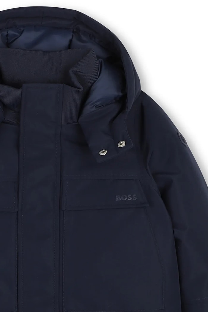 Péřová bunda dětská BOSS J53431.162.174 námořnická modř
