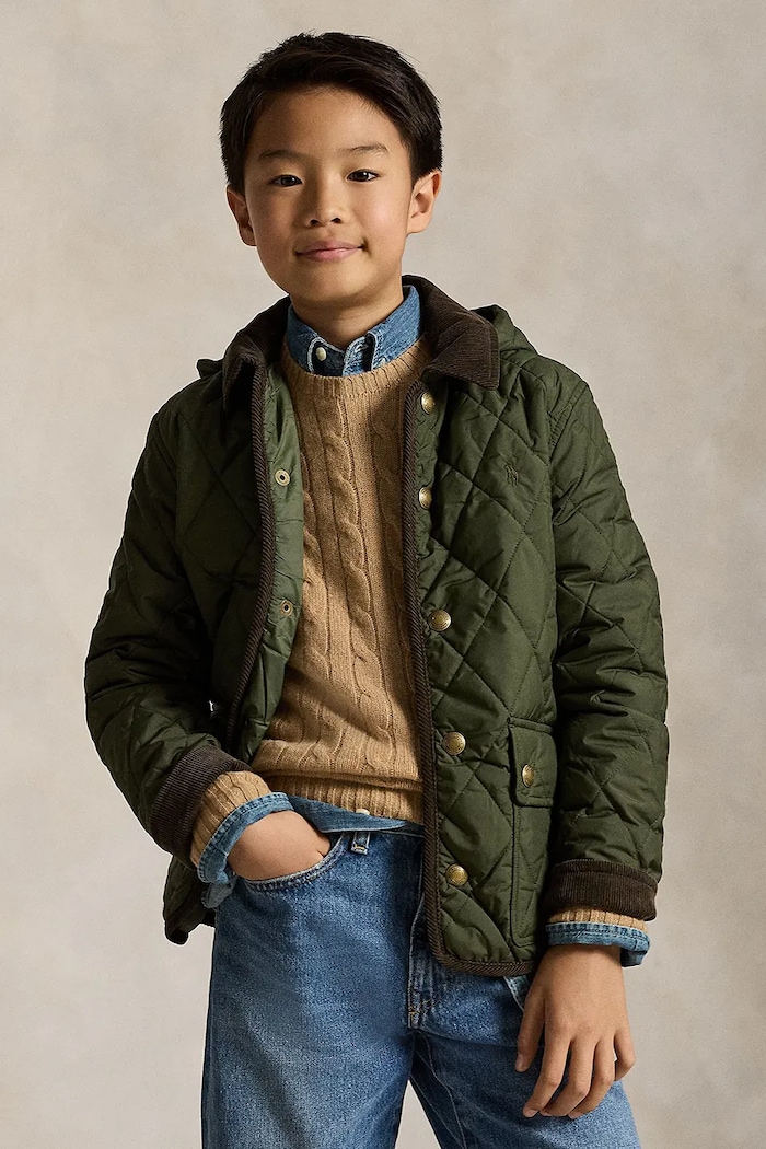 Polo Ralph Lauren Капитонирано яке за деца зелен 323943455005