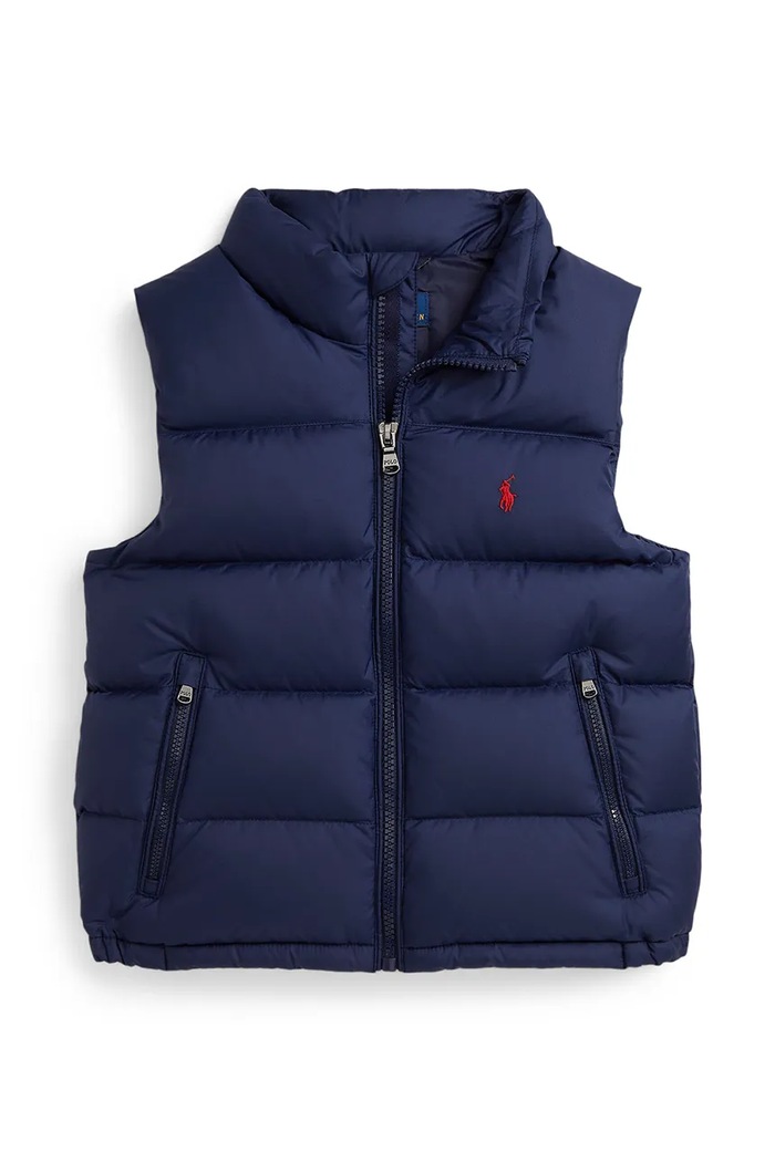Polo Ralph Lauren smanicato in piumino per bambini blu navy 322969863002