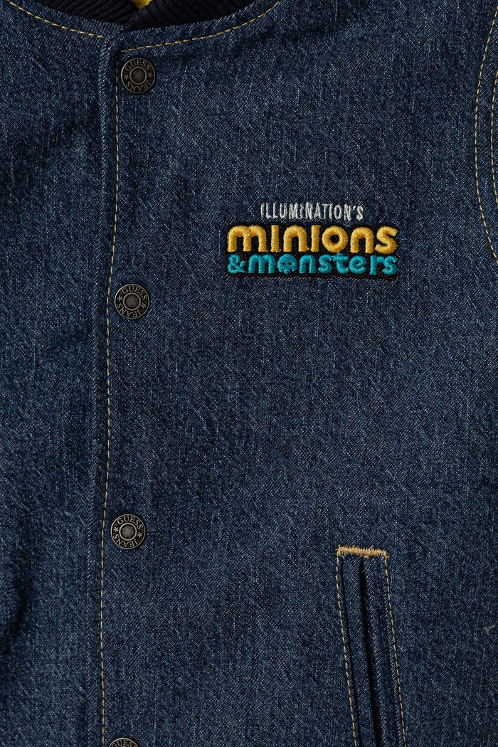 Chlapec Guess bunda bomber detská s bavlnou GJ X MINIONS N6YL07.D2274.9BY2 modrá