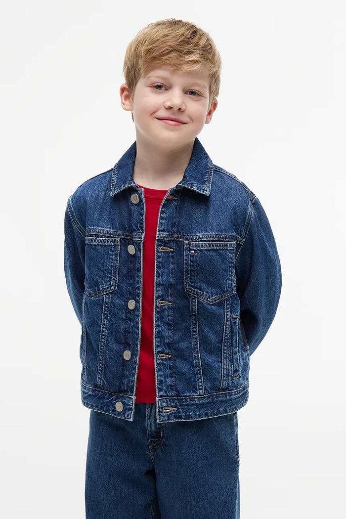 Tommy Hilfiger kurtka jeansowa dziecięca niebieski KS0KS00753.128.176.9BY2