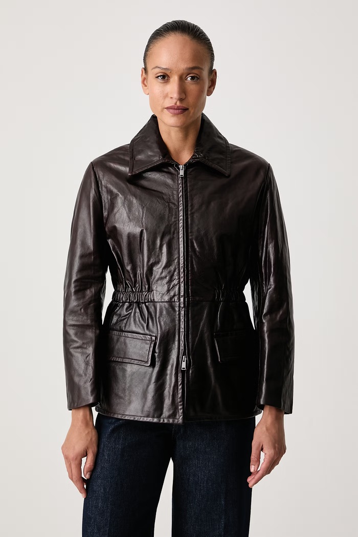 Weekend Max Mara Kurtka przejściowa damska skórzana WKSCOMO brązowy 2625446016600