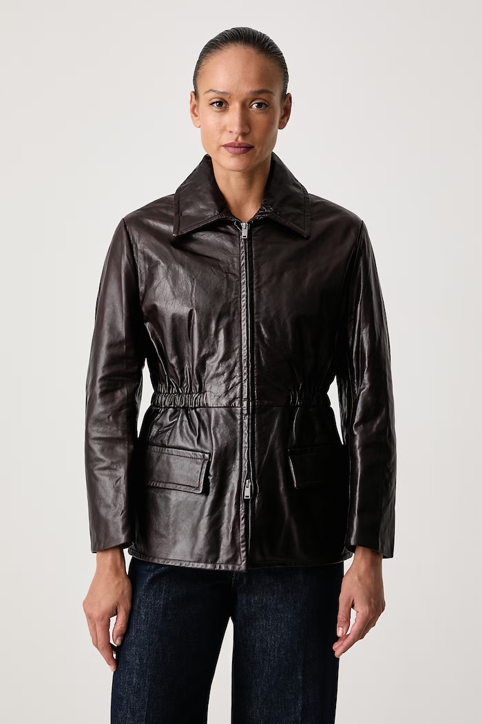 Weekend Max Mara Kurtka przejściowa damska skórzana WKSCOMO brązowy 2625446016600