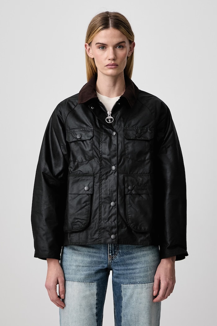 Barbour X A.P.C коротка куртка жіноча вощена зелений LWX1598SG91