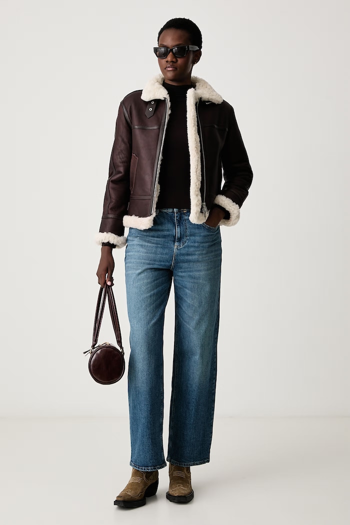 AllSaints Μπουφάν γυναικείο δερμάτινο LOREL W032LF καφέ AW26