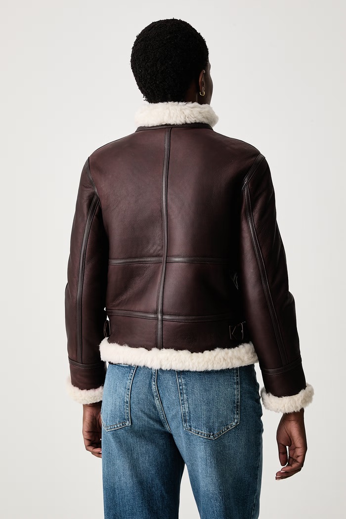 Ρούχα AllSaints Μπουφάν γυναικείο δερμάτινο LOREL W032LF καφέ