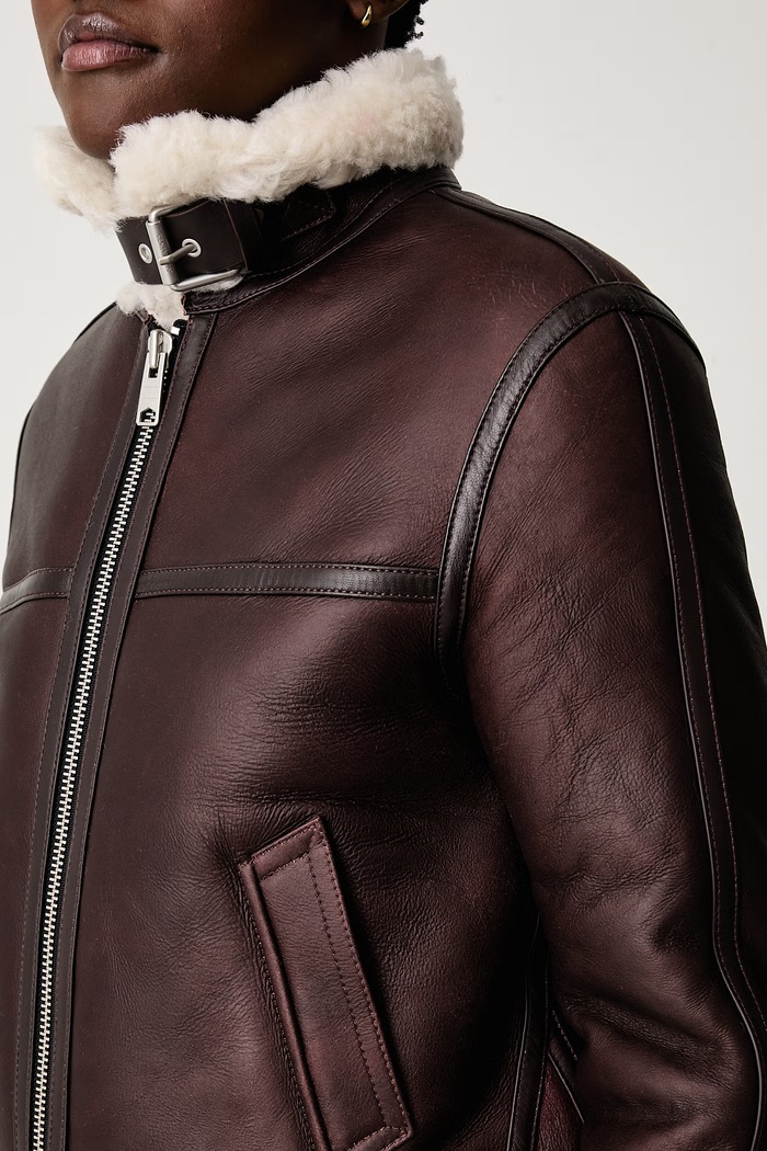 Μπουφάν γυναικείο δερμάτινο LOREL AllSaints W032LF καφέ
