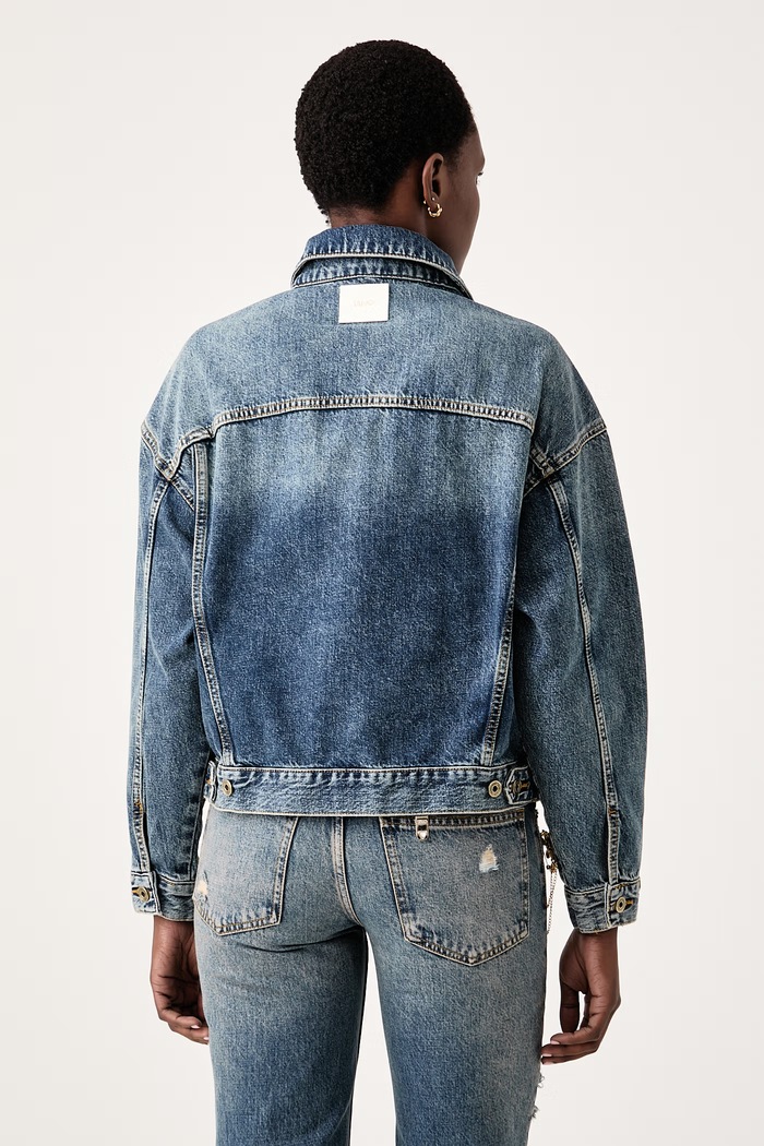 Oblečení Liu Jo Přechodová bunda dámská džínová Selected by Gigi Hadid ZB7308.D0418 modrá