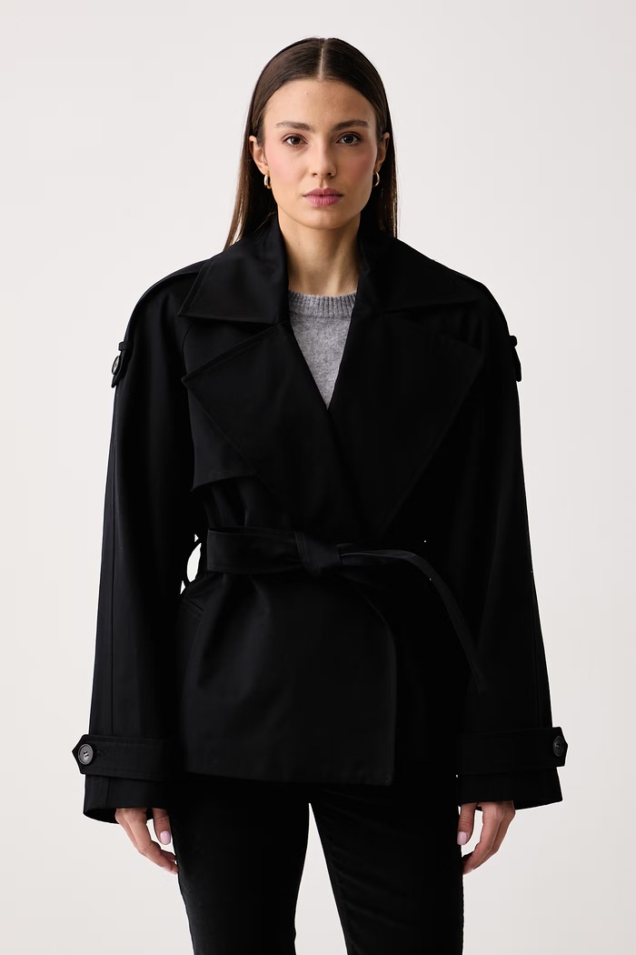 Le Privé Krótki trencz damski bawełniany PEGGY JACKET NOIR czarny LP00824