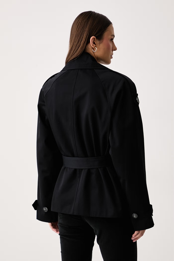 Odzież Le Privé Krótki trencz damski bawełniany PEGGY JACKET NOIR LP00824 czarny