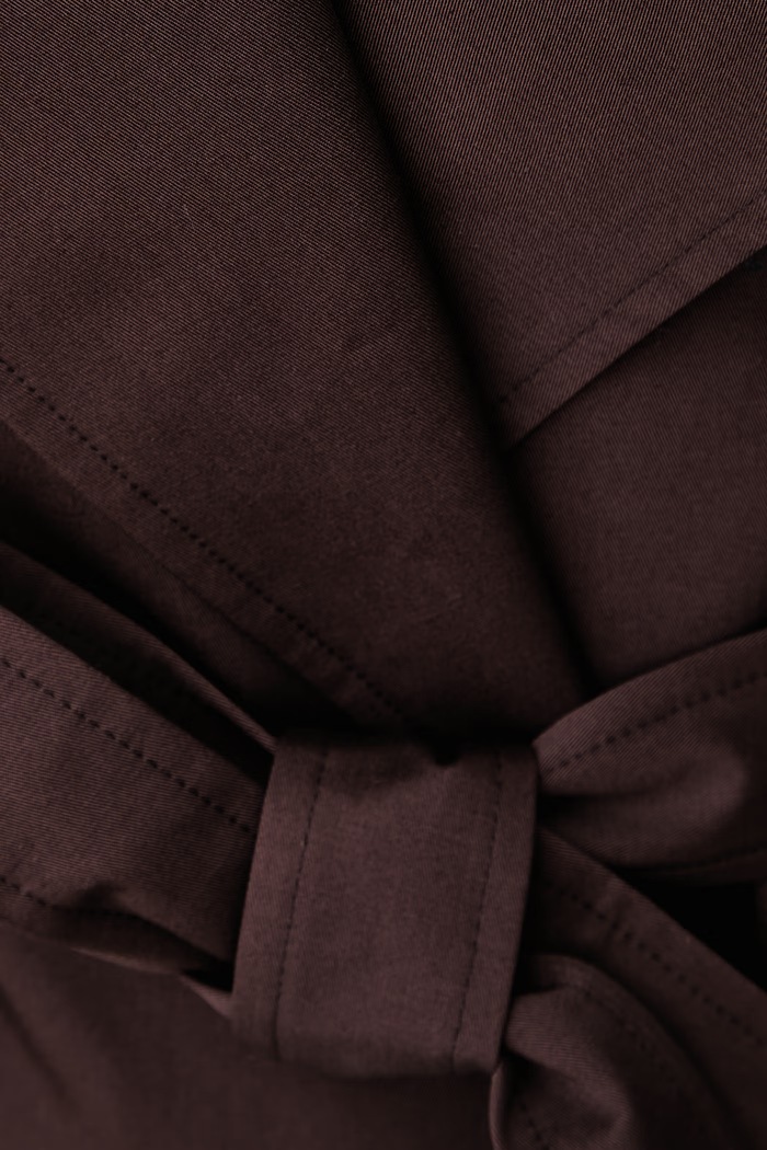 Krótki trencz damski bawełniany PEGGY JACKET MARRON Le Privé LP00818 brązowy