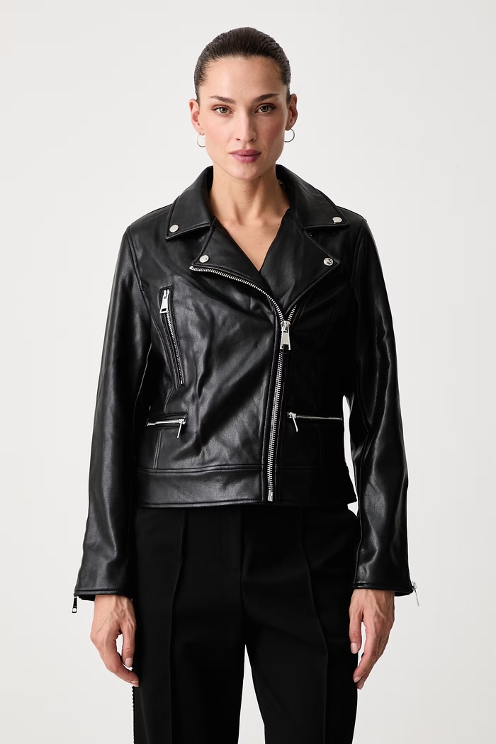 DKNY Ramoneska damska z imitacji skóry czarny DLEMPT70
