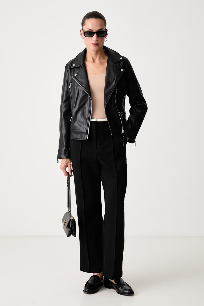 DKNY Ramoneska damska z imitacji skóry DLEMPT70 czarny AW26