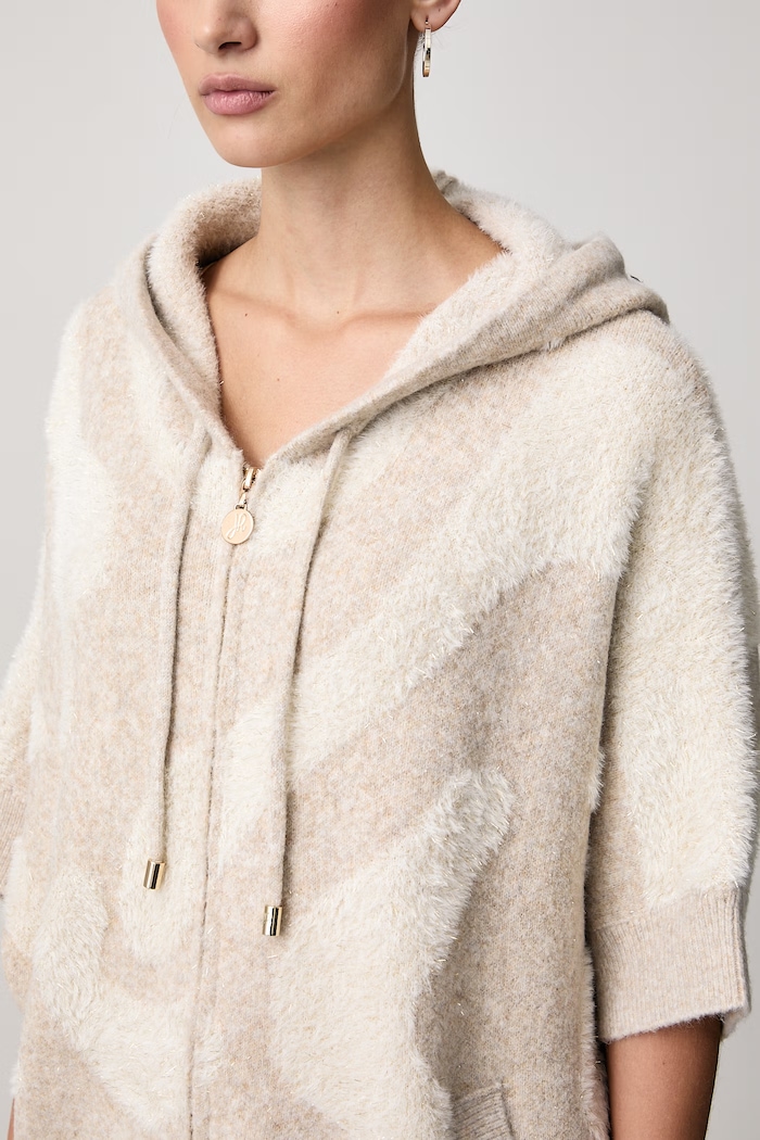Sweter rozpinany damski z dodatkiem wełny Joseph Ribkoff 264925 beżowy