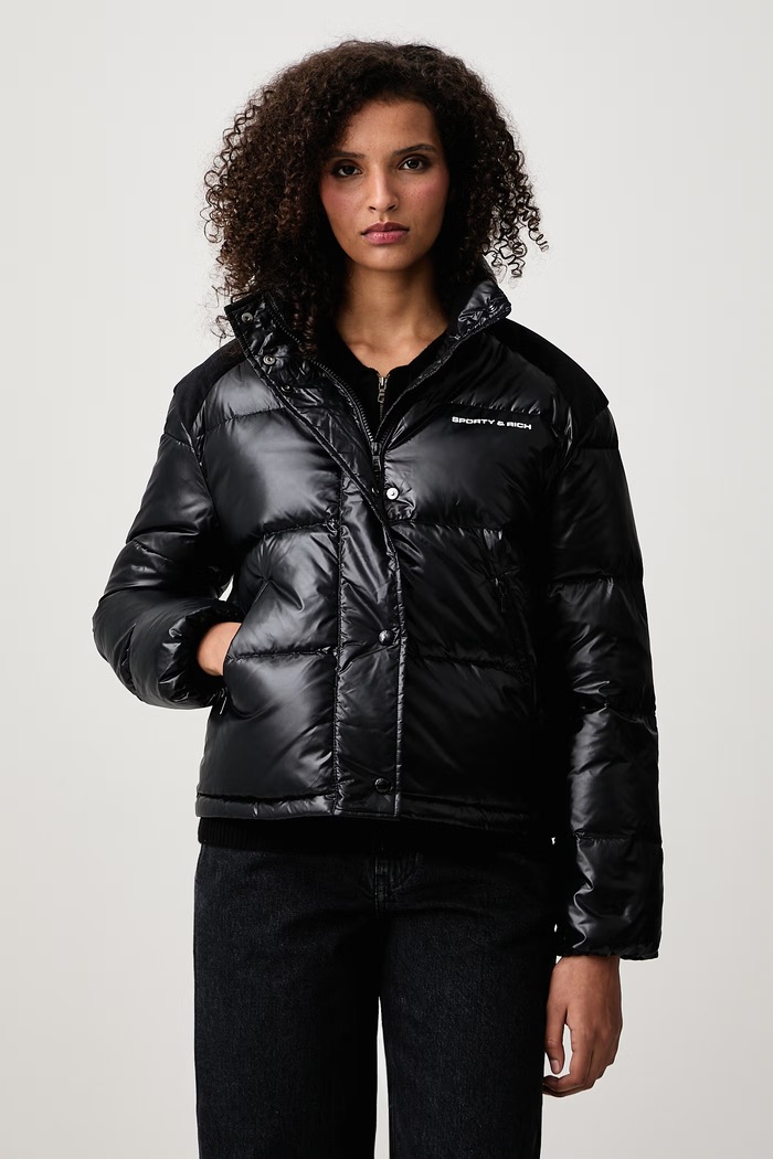 Sporty & Rich Bold Logo Mountain kurtka puchowa damska czarny OW06182315BA04